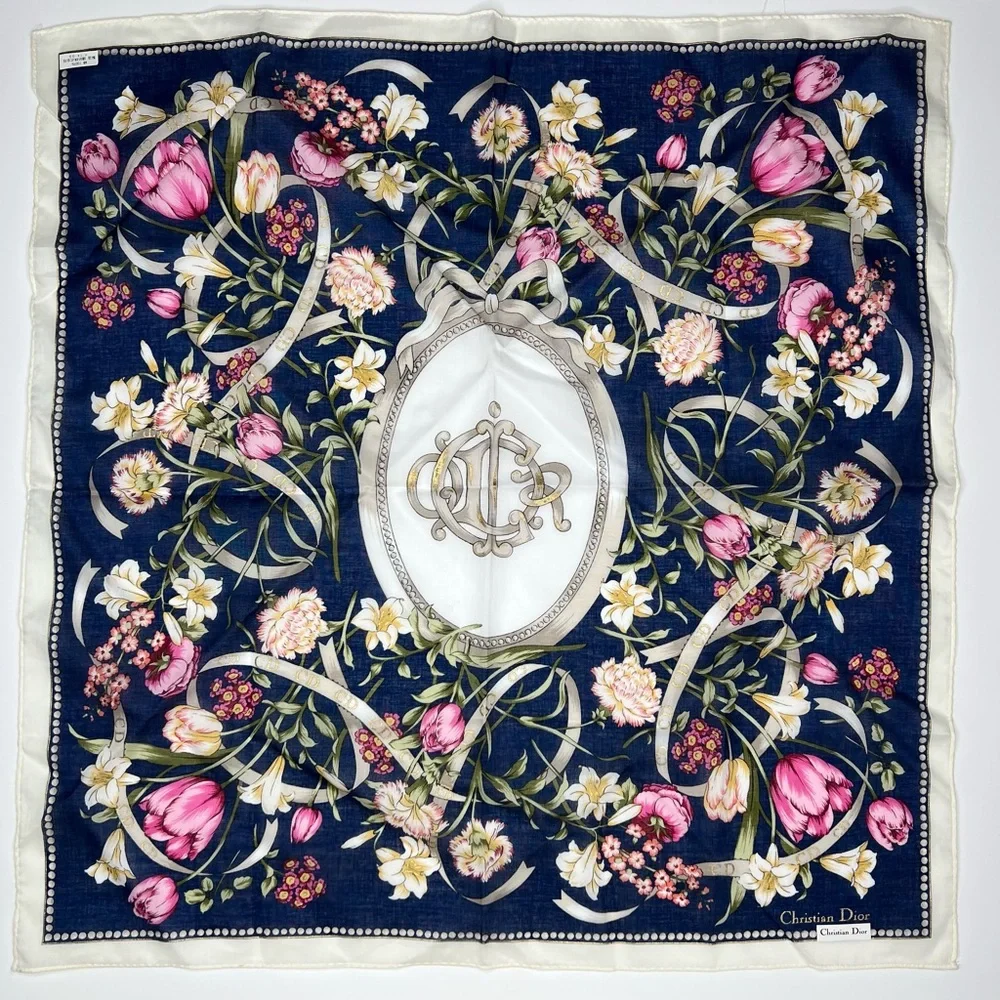 Authentic Christian Dior Floral Bandana/Small Scarf Vintage NWT